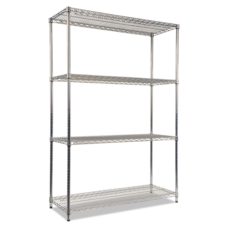 Alera NSF Certified Industrial Four-Shelf Wire Shelving Kit, 48w x 18d x 72h, Silver (ALESW504818SR)