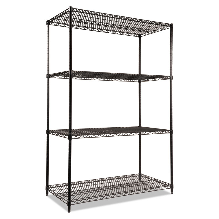 Alera NSF Certified Industrial Four-Shelf Wire Shelving Kit, 48w x 24d x 72h, Black (ALESW504824BL)