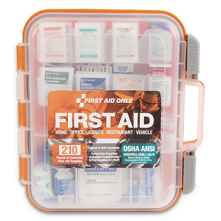 First Aid Only ANSI Class A Bulk First Aid Kit, 210 Pieces, Plastic Case (FAO91064)