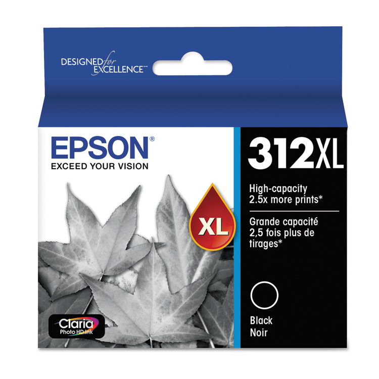 Epson T312XL120-S (312XL) Claria High-Yield Ink, 500 Page-Yield, Black (EPST312XL120S)