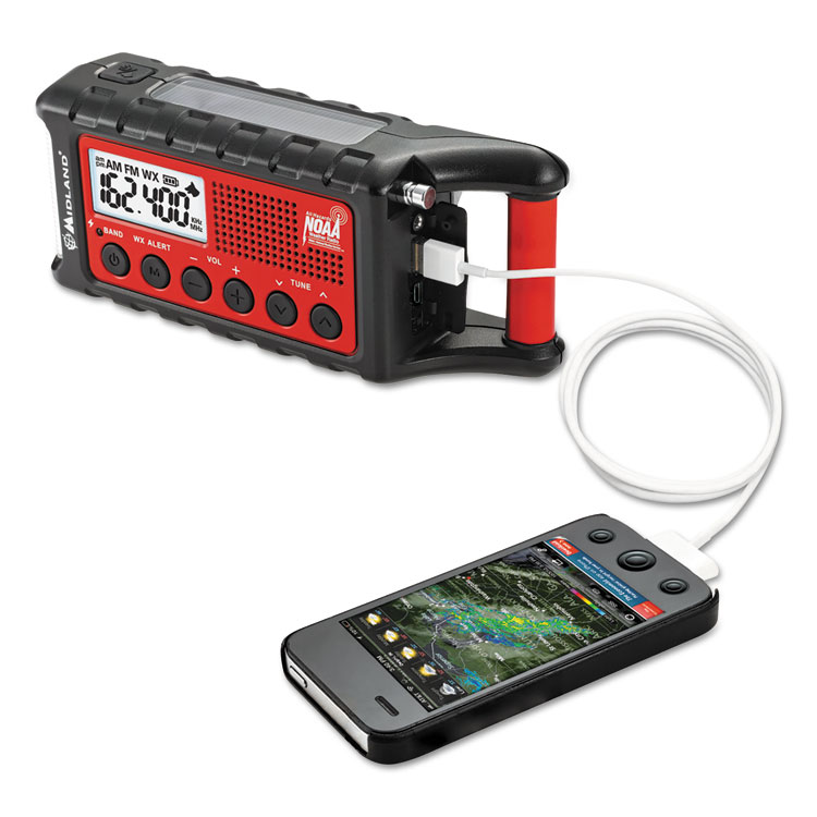 Midland ER310 Weather Alert Radio, 32 Hour Run Time, Red (MROER310)