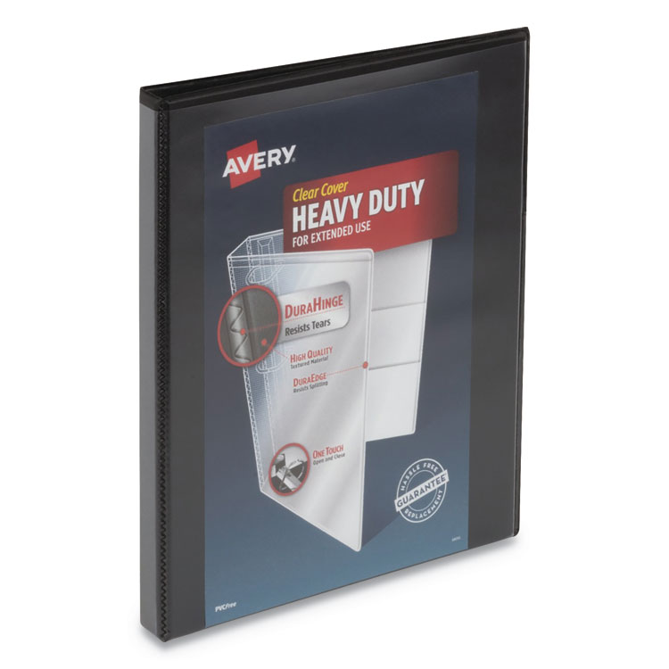 Avery Heavy-Duty View Binder with DuraHinge and One Touch Slant Rings, 3 Rings, 0.5" Capacity, 11 x 8.5, Black (AVE79766)