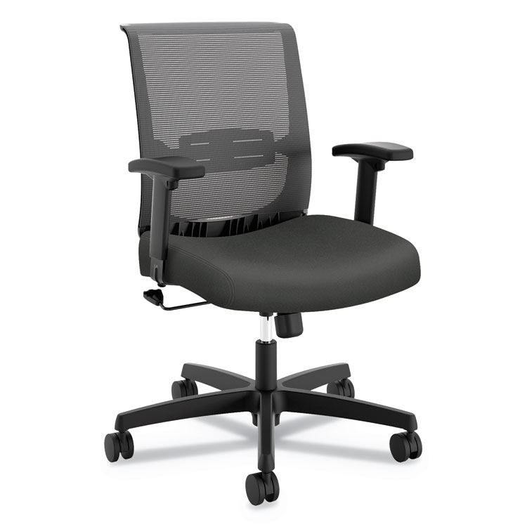 HON Convergence Mid-Back Task Chair, Swivel-Tilt, Supports Up to 275 lb, 16.5" to 21" Seat Height, Iron Ore Seat, Black Back/Base (HONCMZ1ACU19)