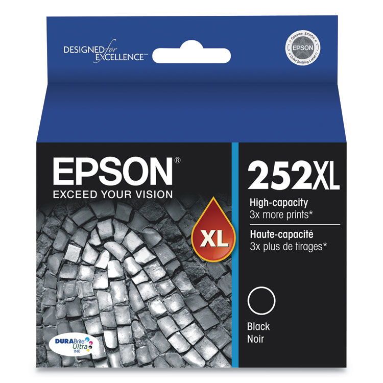 Epson T252XL120-S (252XL) DURABrite Ultra High-Yield Ink, 1,100 Page-Yield, Black (EPST252XL120S)