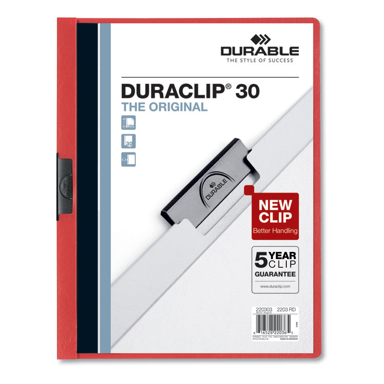 Durable DuraClip Report Cover, Clip Fastener, 8.5 x 11 , Clear/Red, 25/Box (DBL220303)