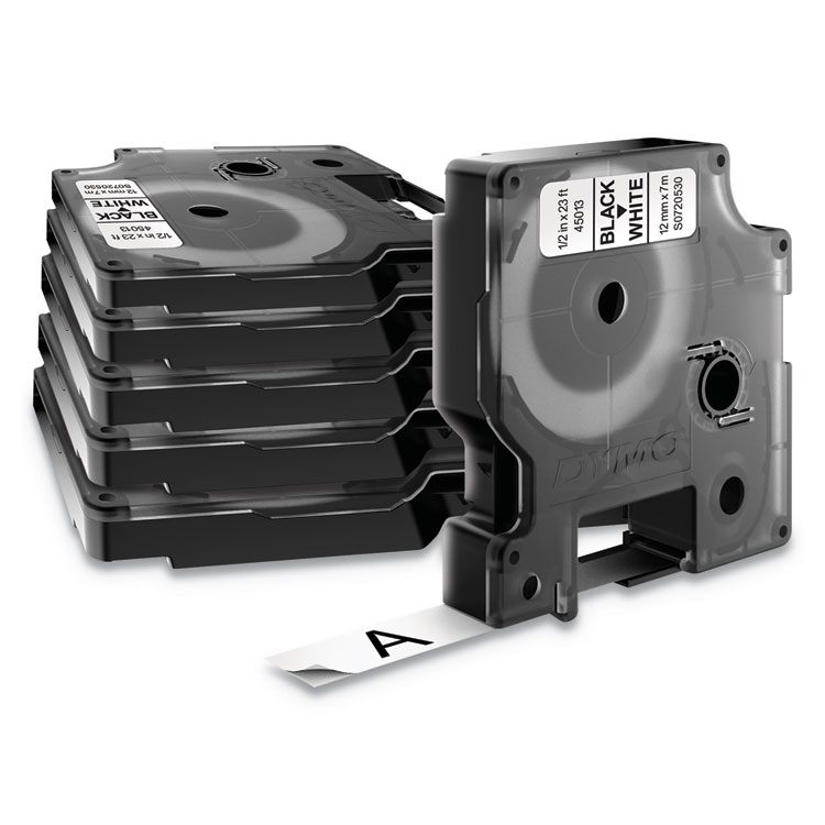 DYMO D1 Standard Labels, 0.5" x 23 ft, Black Print on White Tape, 6/Pack (DYM2025517)