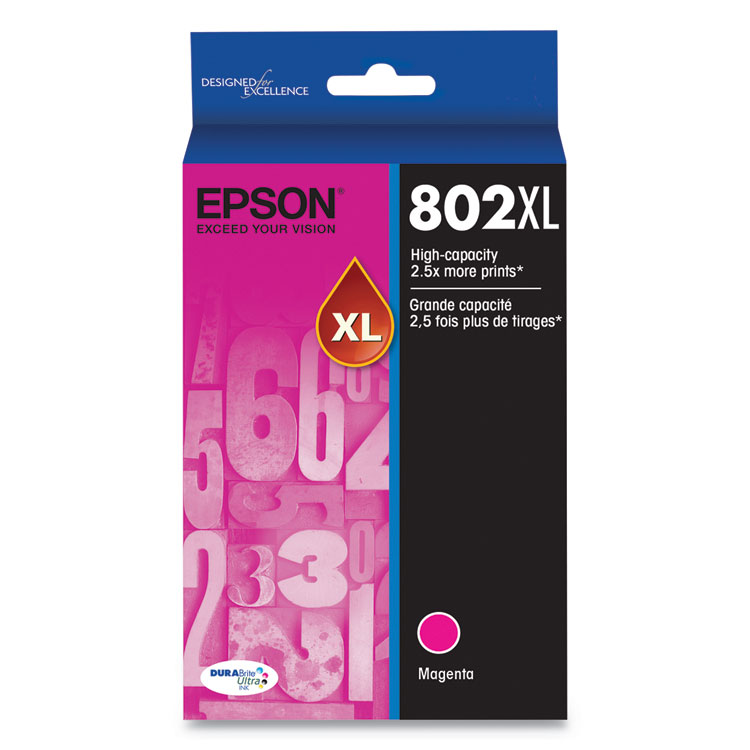 Epson T802XL320-S (802XL) DURABrite Ultra High-Yield Ink, 1,900 Page-Yield, Magenta (EPST802XL320S)