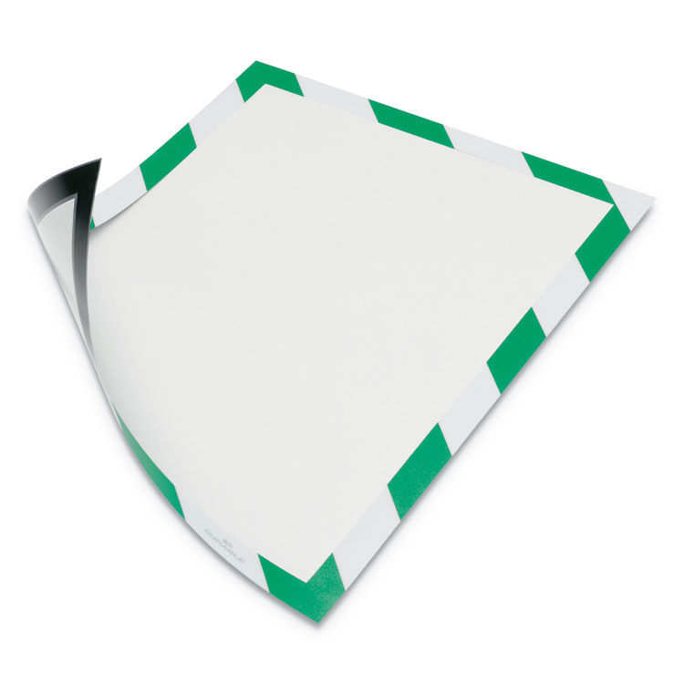 Durable DURAFRAME Security Magnetic Sign Holder, 8.5 x 11, Green/White Frame, 2/Pack (DBL4772131)