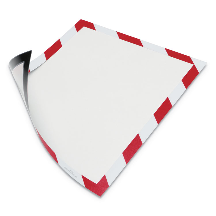 Durable DURAFRAME Security Magnetic Sign Holder, 8.5 x 11, Red/White Frame, 2/Pack (DBL4772132)