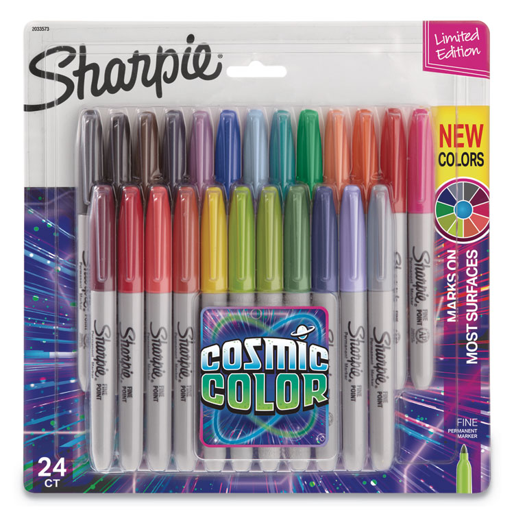 Sharpie Cosmic Color Permanent Markers, Medium Bullet Tip, Assorted Cosmic Colors, 24/Pack (SAN2033573)
