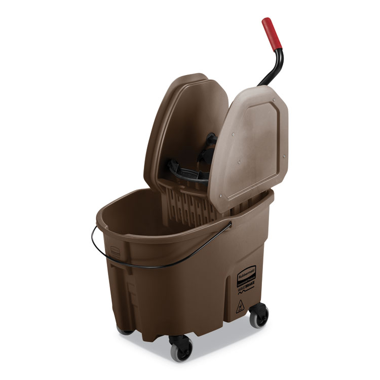 Rubbermaid Commercial WaveBrake 2.0 Bucket/Wringer Combos, Down-Press, 35 qt, Plastic, Brown (RCPFG757788BRN)