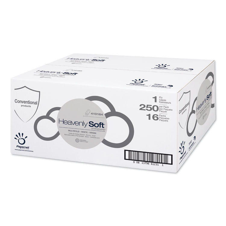 Papernet Heavenly Soft Standard Multi-Fold Towels, 1-Ply, 9.49 x 9.25, White, 250/Pack, 16 Packs/Carton (SOD410164)