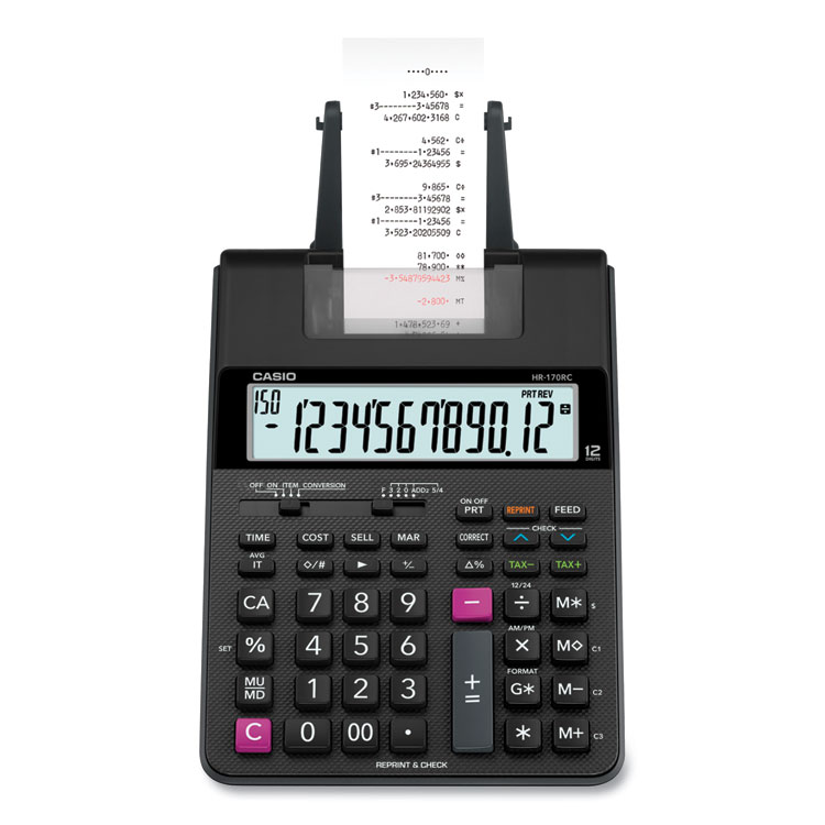 Casio HR170R Printing Calculator, Black/Red Print, 2 Lines/Sec (CSOHR170RC)