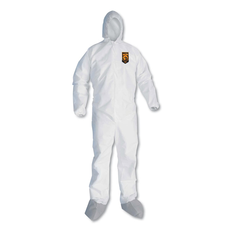 KleenGuard A45 Liquid and Particle Protection Surface Prep/Paint Coveralls, Large, White, 25/Carton (ANS48973)