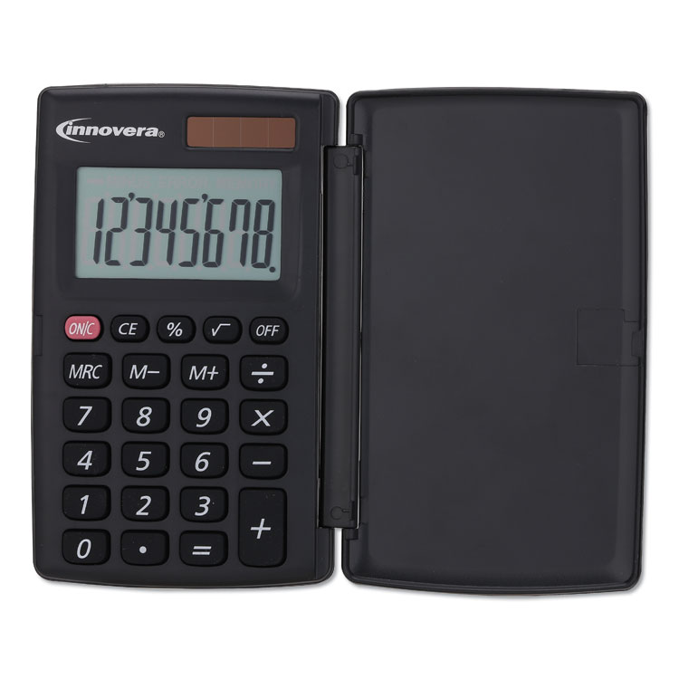 Innovera 15921 Pocket Calculator with Hard Shell Flip Cover, 8-Digit LCD (IVR15921)