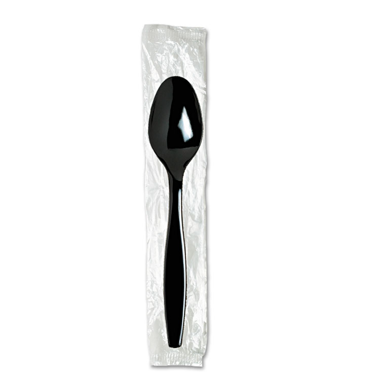 Dixie Individually Wrapped Heavyweight Spoon, Plastic, Black, 1,000/Carton (DXETH53C7)