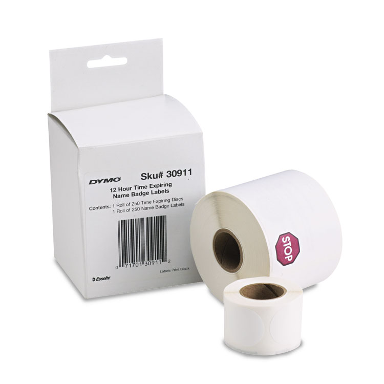 DYMO Visitor Management Time-Expiring Name Badges, Adhesive, 2.25" x 4", 250 Labels/Box (DYM30911)