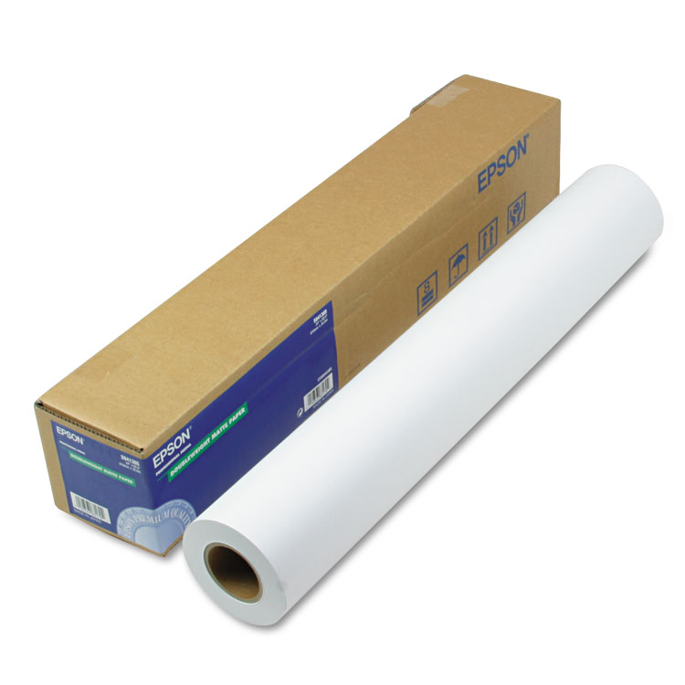Epson Double Weight Matte Paper, 8 mil, 24" x 82 ft, Matte White (EPSS041385)