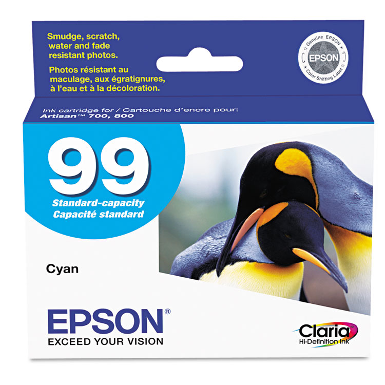 Epson T099220-S (99) Claria Ink, 450 Page-Yield, Cyan (EPST099220S)