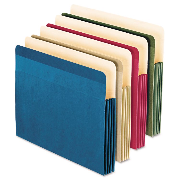 Pendaflex Recycled Colored File Pocket, 3.5" Expansion, Letter Size, Assorted Colors, 4/Pack (PFX90164)
