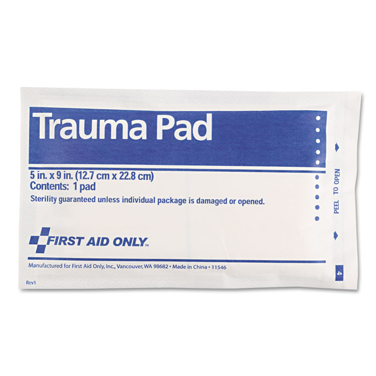 First Aid Only SmartCompliance Trauma Pad, Sterile, 5 x 9 (FAOFAE5012)