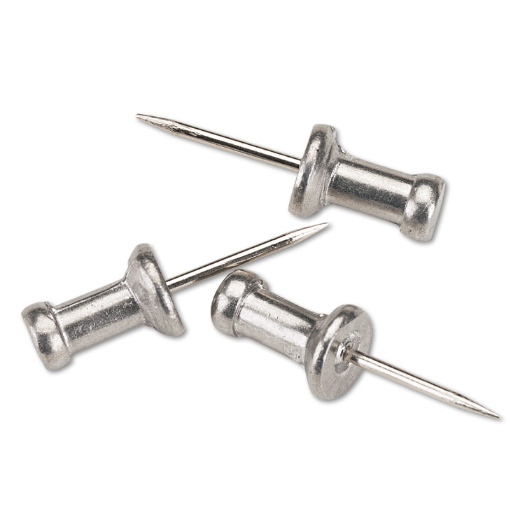 GEM Aluminum Head Push Pins, Aluminum, Silver, 0.5", 100/Box (GEMCPAL4)