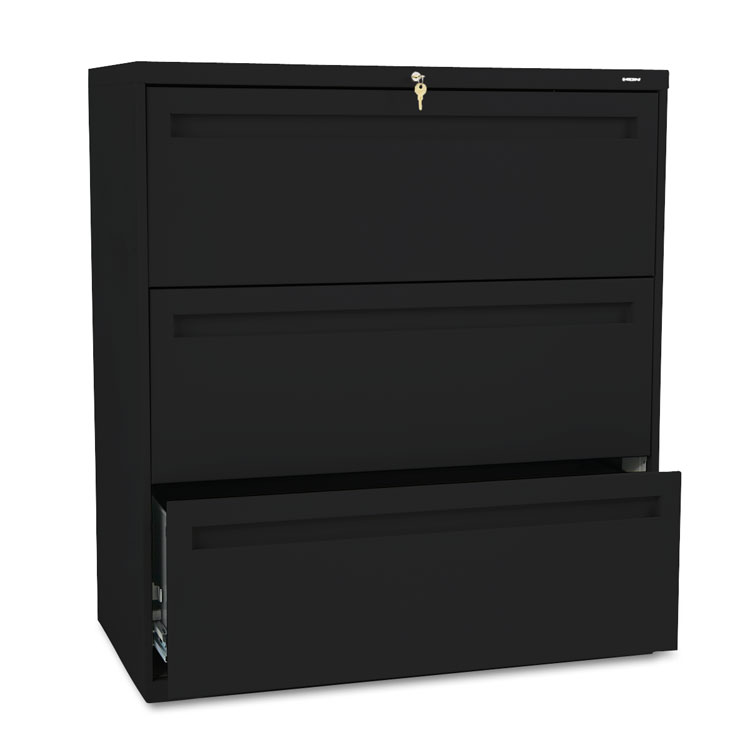 HON Brigade 700 Series Lateral File, 3 Legal/Letter-Size File Drawers, Black, 36" x 18" x 39.13" (HON783LP)