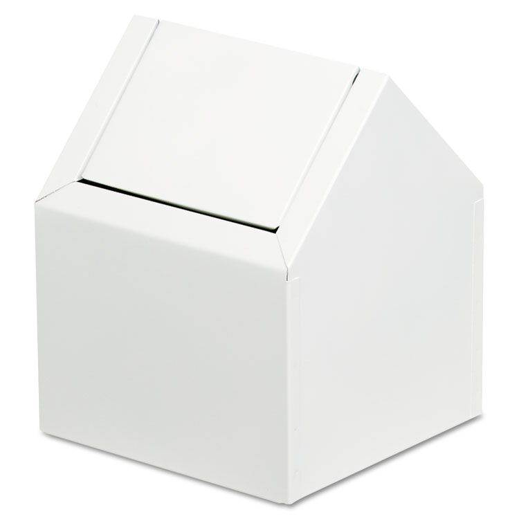 HOSPECO Double Entry, Swing Top Floor Receptacle, Metal, White (HOS2201)