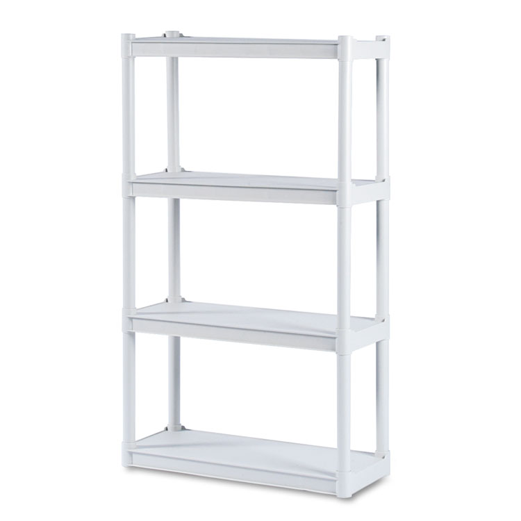 Iceberg Rough n Ready Open Storage System, Four-Shelf, Injection-Molded Polypropylene, 32w x 13d x 54h, Platinum (ICE20843)