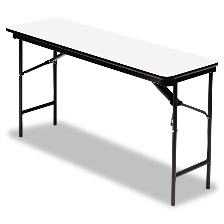 Iceberg OfficeWorks Commercial Wood-Laminate Folding Table, Rectangular, 72" x 18" x 29", Gray Top, Charcoal Base (ICE55287)