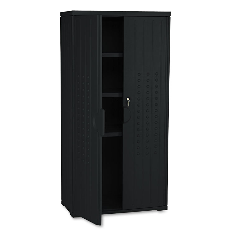 Iceberg Rough n Ready Storage Cabinet, Three-Shelf, 33w x 18d x 66h, Black (ICE92551)
