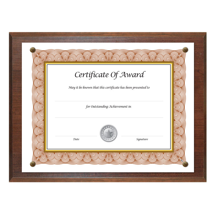 NuDell Award-A-Plaque Document Holder, Acrylic/Plastic, 10.5 x 13, Walnut (NUD18811M)