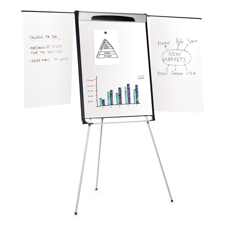 MasterVision Tripod Extension Bar Magnetic Gold Ultra Dry Erase Easel, 29" x 41", White Surface, Black/Satin Aluminum Frame (BVCEA23066720)