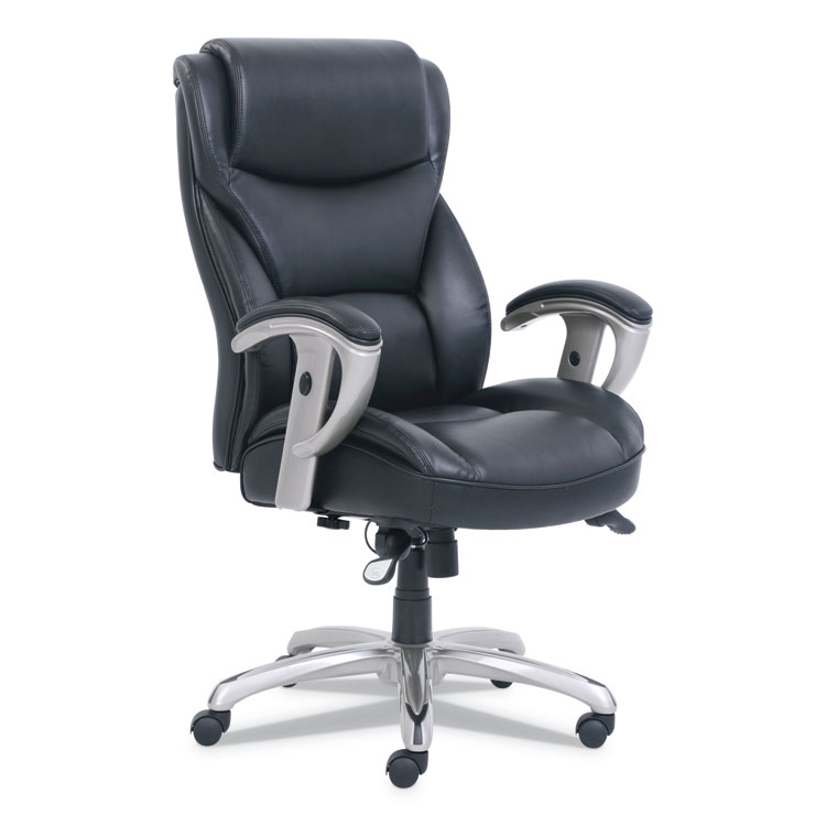 SertaPedic Emerson Big and Tall Task Chair, Supports Up to 400 lb, 19.5" to 22.5" Seat Height, Black Seat/Back, Silver Base (SRJ49416BLK)