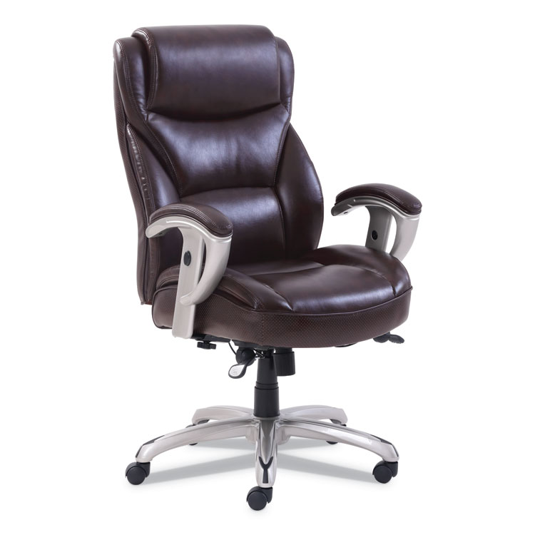 SertaPedic Emerson Big and Tall Task Chair, Supports Up to 400 lb, 19.5" to 22.5" Seat Height, Brown Seat/Back, Silver Base (SRJ49416BRW)