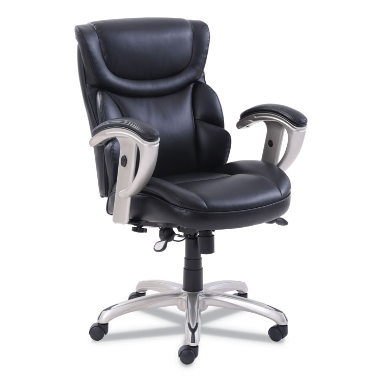 SertaPedic Emerson Task Chair, Supports Up to 300 lb, 18.75" to 21.75" Seat Height, Black Seat/Back, Silver Base (SRJ49711BLK)