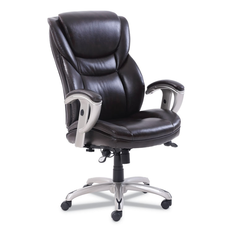 SertaPedic Emerson Executive Task Chair, Supports Up to 300 lb, 19" to 22" Seat Height, Brown Seat/Back, Silver Base (SRJ49710BRW)