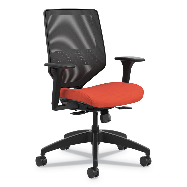 HON Solve Series Mesh Back Task Chair, Supports Up to 300 lb, 16" to 22" Seat Height, Bittersweet Seat, Black Back/Base (HONSVM1ALC46TK)