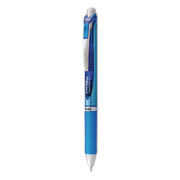 Pentel EnerGel RTX Gel Pen, Retractable, Medium 0.7 mm, Blue Ink, Blue/Light Blue Barrel (PENBL77C)