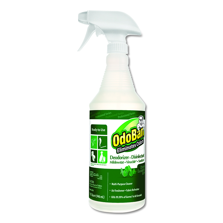 OdoBan RTU Odor Eliminator and Disinfectant, Eucalyptus Scent, 32 oz Spray Bottle (ODO910062QC12)