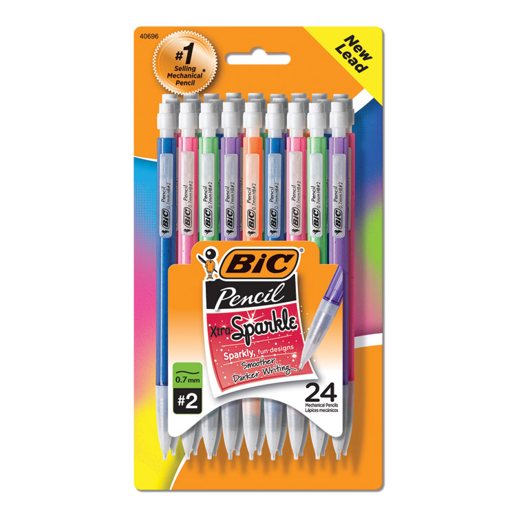 Sparkle Xtra-Sparkle Mechanical Pencil Value Pack, 0.7 mm, HB (#2), Black Lead, Assorted Barrel Colors, 24/Pack (BICMPLP241)
