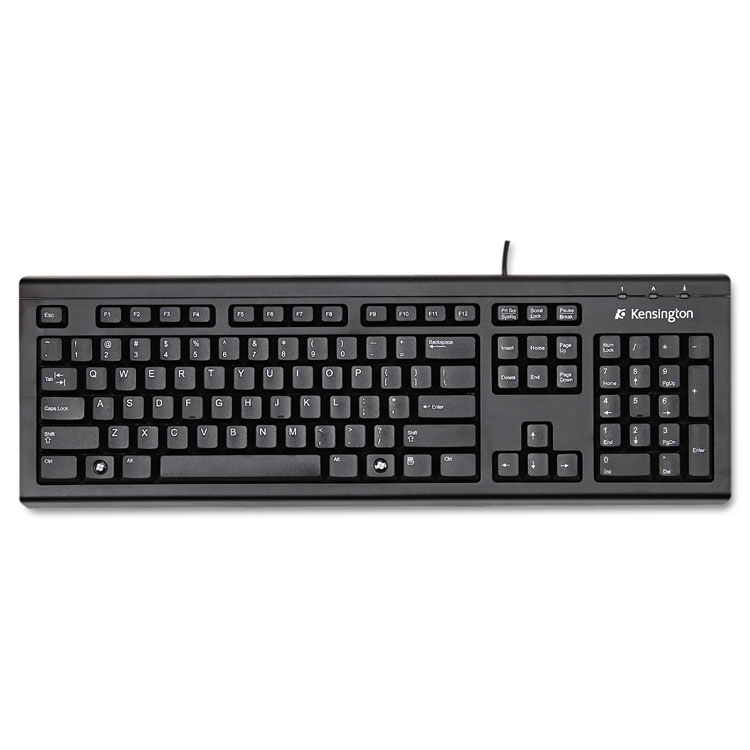 Kensington Keyboard for Life Slim Spill-Safe Keyboard, 104 Keys, Black (KMW64370)