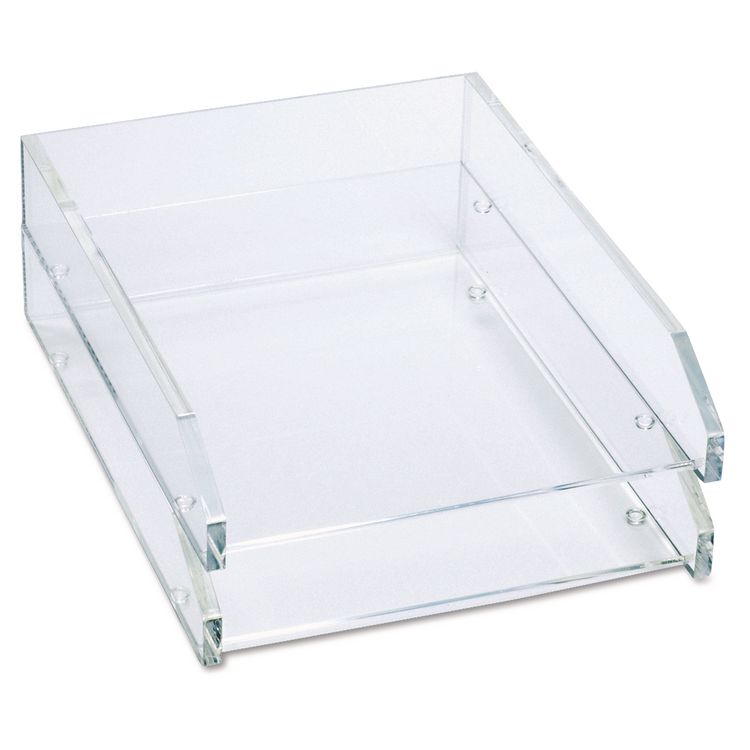 Kantek Clear Acrylic Letter Tray, 2 Sections, Letter Size Files, 10.5" x 13.75" x 2.5", Clear, 2/Pack (KTKAD15)