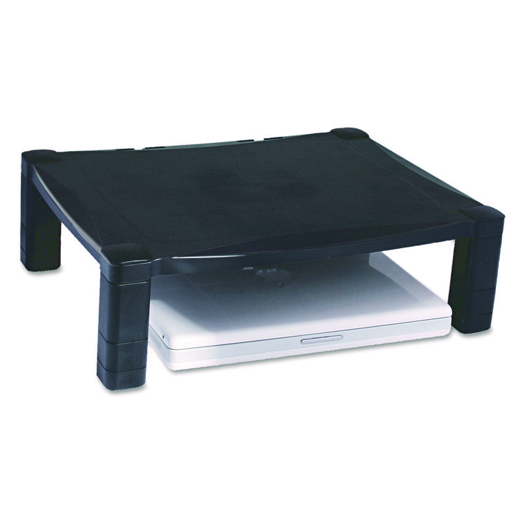 Kantek Single-Level Monitor Stand, 17" x 13.25" x 3" to 6.5", Black, Supports 50 lbs (KTKMS400)