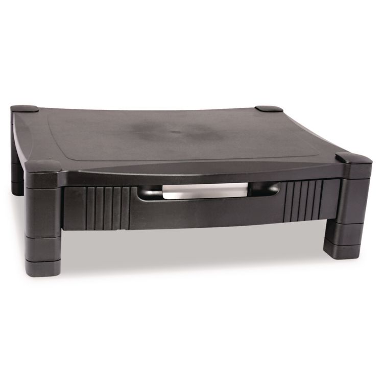 Kantek Monitor Stand with Drawer, 17" x 13.25" x 3" to 6.5", Black, Supports 50 lbs (KTKMS420)