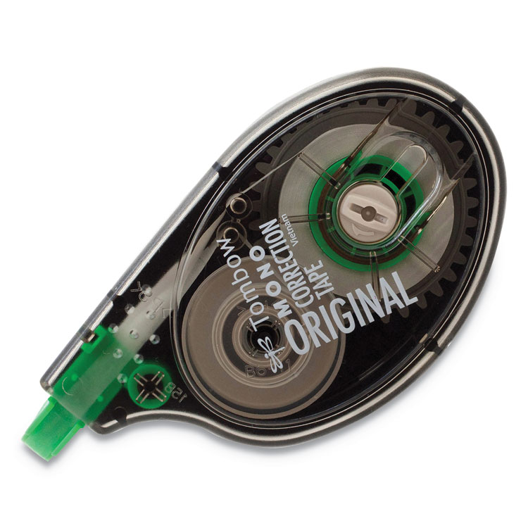 Tombow MONO Correction Tape, Non-Refillable, Gray/Clear Applicator, 0.17" x 394", White Tape, 4/Pack (TOM68626)