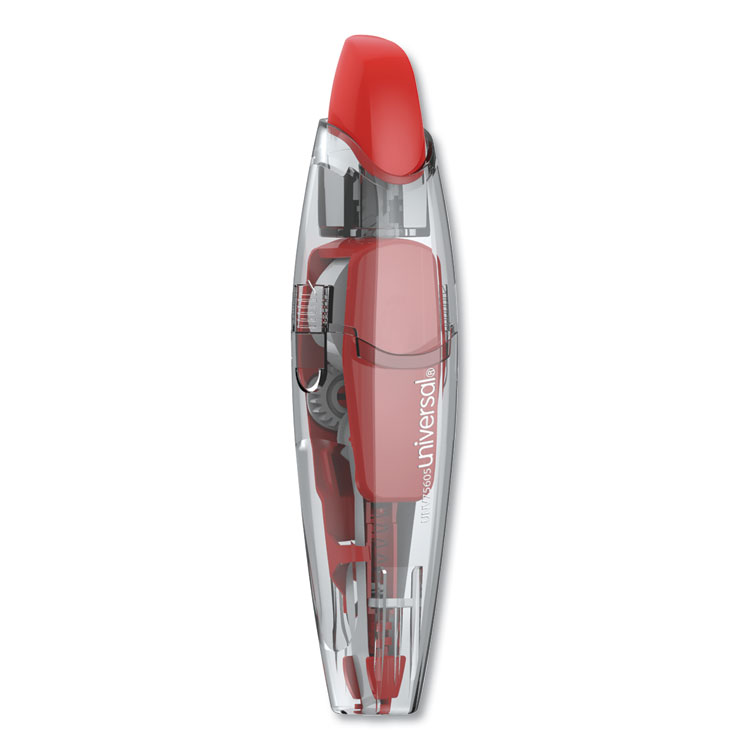 Universal Retractable Pen Style Correction Tape, Transparent Gray/Red Applicator, 0.2" x 236", 4/Pack (UNV75605)