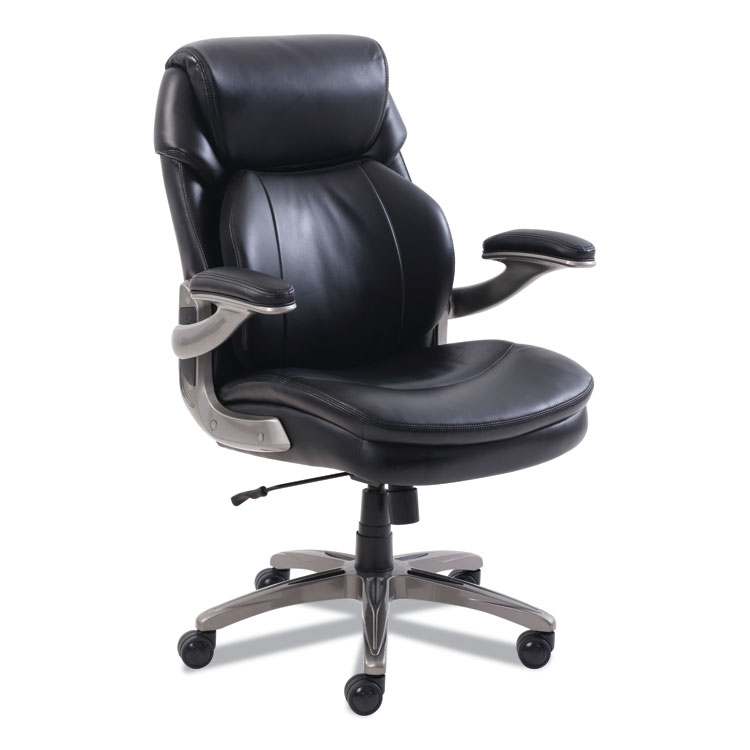SertaPedic Cosset Mid-Back Executive Chair, Supports Up to 275 lb, 18.5" to 21.5" Seat Height, Black Seat/Back, Slate Base (SRJ48966)