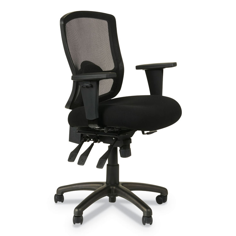 Alera Alera Etros Series Mesh Mid-Back Petite Multifunction Chair, Supports Up to 275 lb, 17.16" to 20.86" Seat Height, Black (ALEET4017)