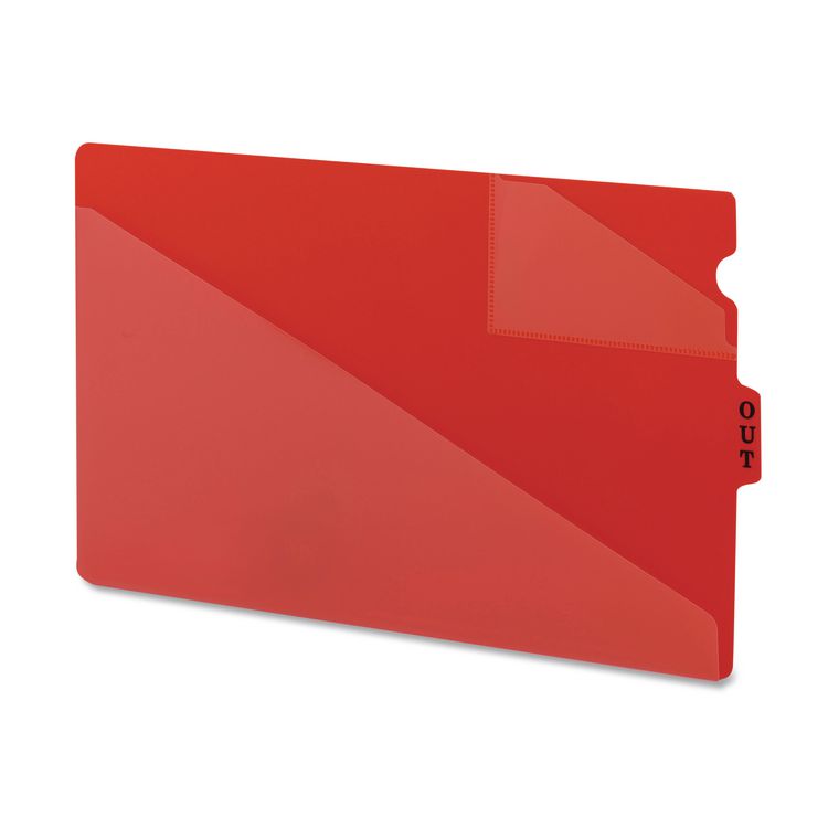 Smead End Tab Poly Out Guides, Two-Pocket Style, 1/3-Cut End Tab, Out, 8.5 x 14, Red, 50/Box (SMD61970)